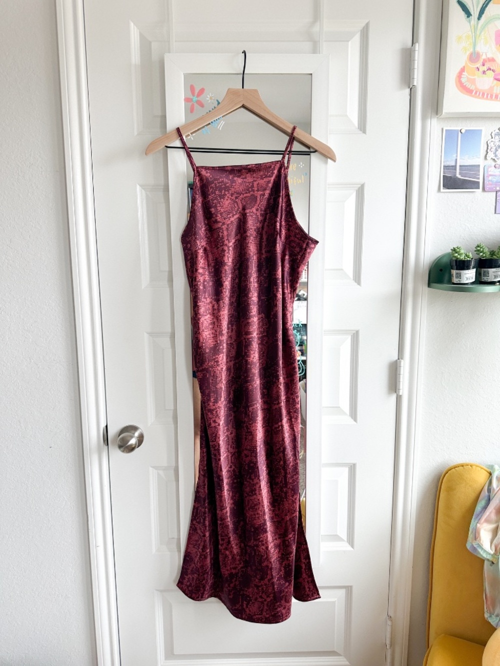 Calvin Klein Burgundy Snakeskin Satin Slip Dress size M